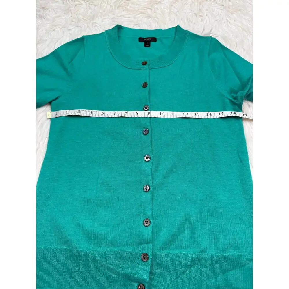J. Crew 100% Merino Wool Tippi Cardigan Teal Size S Classic Preppy Old Money